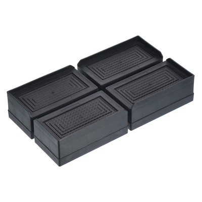 4pcs Furniture Risers 1.5 Inch Rectangle Bed Risers Adjustable Couch Riser Black