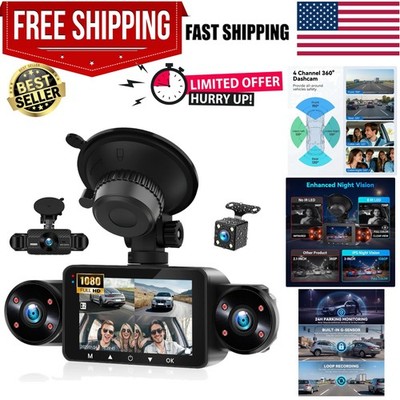 4 Channel Dash Cam, 1080P Front and Rear Inside Left Right 360°View FHD Dash ...