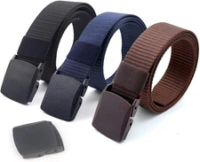 3-Pack Nylon Canvas Belt Plastic Buckle Belt Travel Adjustable Nylon Web Slide B