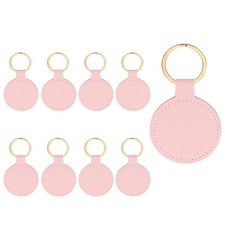 9pcs Leather Keychain,50mm Sublimation Keychain Blanks,Round,Pink