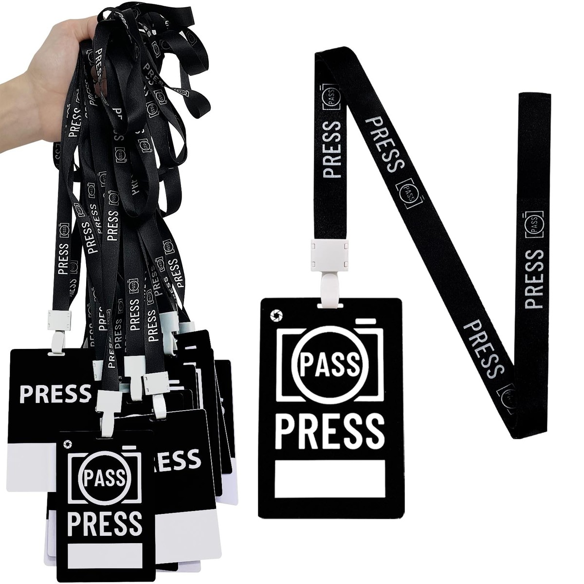 10 Sets PVC Press Pass Cards with Lanyards for Concerts Events
