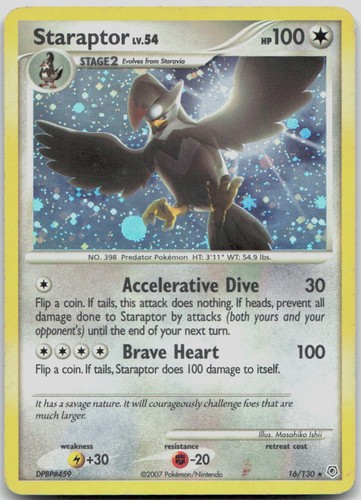 Staraptor 16/130 Holo Rare Diamond & Pearl Pokemon Lightly Played