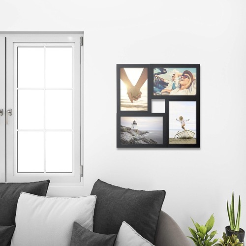 Malden 4-Opening Matted Collage Frame, Displays Four 4x6 Photos, Black - Picture 5 of 8