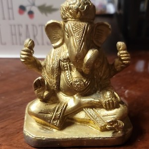 Gold Tone Ganesha Hinduism Hindu Statue Figure Figurine - Ganesha Figure