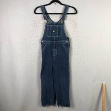 John Deere Overalls Jeans Kids 8 Blue Denim Bib Adjustable Straps Pockets