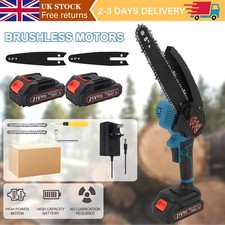 8" Electric Cordless Chainsaw Handheld Wood Saw with 2 Battery & Charger