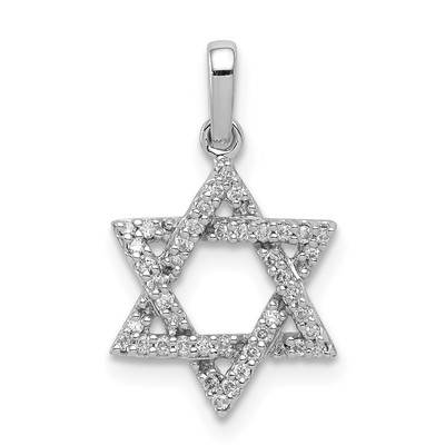 14k Weißgold & Diamant Davidstern Charm Anhänger