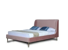 Heather Upholstered Velvet Full Bed in Blush and Gold