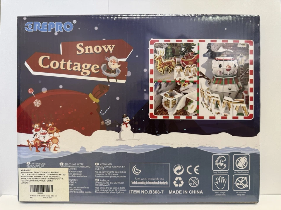 Rompecabezas de cabaña de nieve 3D - Decoración de vacaciones de Navidad hágalo usted mismo regalo para niños y adultos Foto 2 de 2