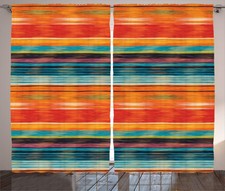 Mexican Curtains, Abstract Vibrant Vintage Az...