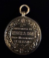 Ryder & Son St Albans Silver Gilt Medal 1909 Vaughton Birmingham
