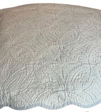 Pale Blue/Gray Circle Medallion Matelasse Standard Pillow Shams Scalloped Edges