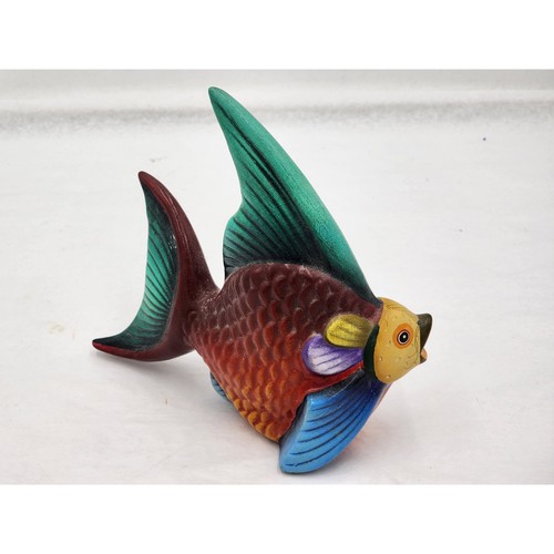 Tonala Mexikanische Keramik Fisch Bunt Engel Fisch Figur Skulptur Vintage - Bild 7 von 8