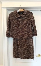 Talbots Cheetah Print cotton Velveteen Skirt Suit, size 4 Petite, excellent