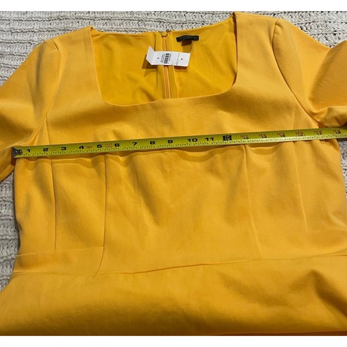 NWT Ann Taylor Sheath Dress Short Sleeve Square Neck Womens Sz 8 Yellow Lined - Picture 3 of 12