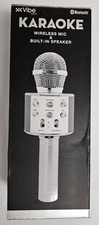 Vibe Wireless Bluetooth Handheld Karaoke Microphone, Built-In Speaker Silver NIB