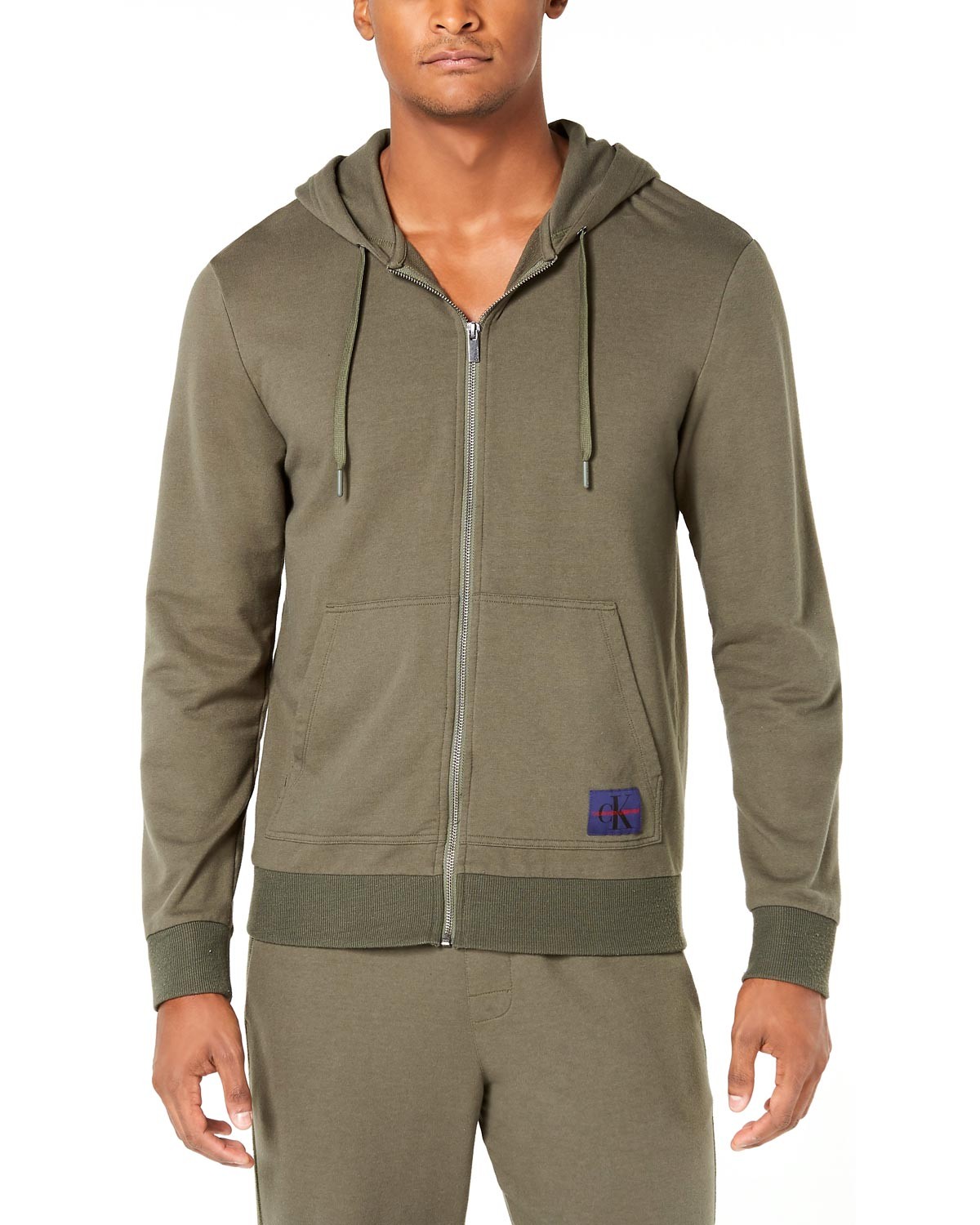 Толстовка с капюшоном и принтом французского терри с монограммой Calvin Klein маленькая зеленая 8590₽