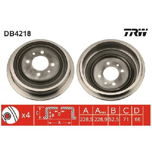 2X Bremstrommel Hinten FüR Renault ScéNic JA0 1.4 1.6 1.9 99 Bis 03 TRW Original-image