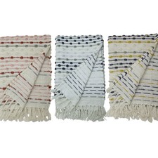 Furn Dhadit Chunky Woven Tufted Stripe Fringed Throw