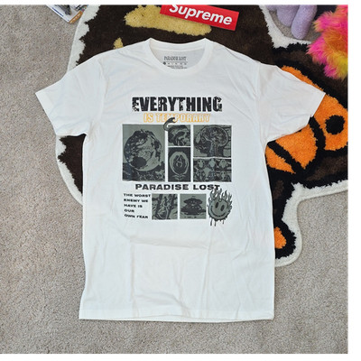 Paradise Lost Everything Is Temporary White Graphic Men's Cotton T-Shirt Size S