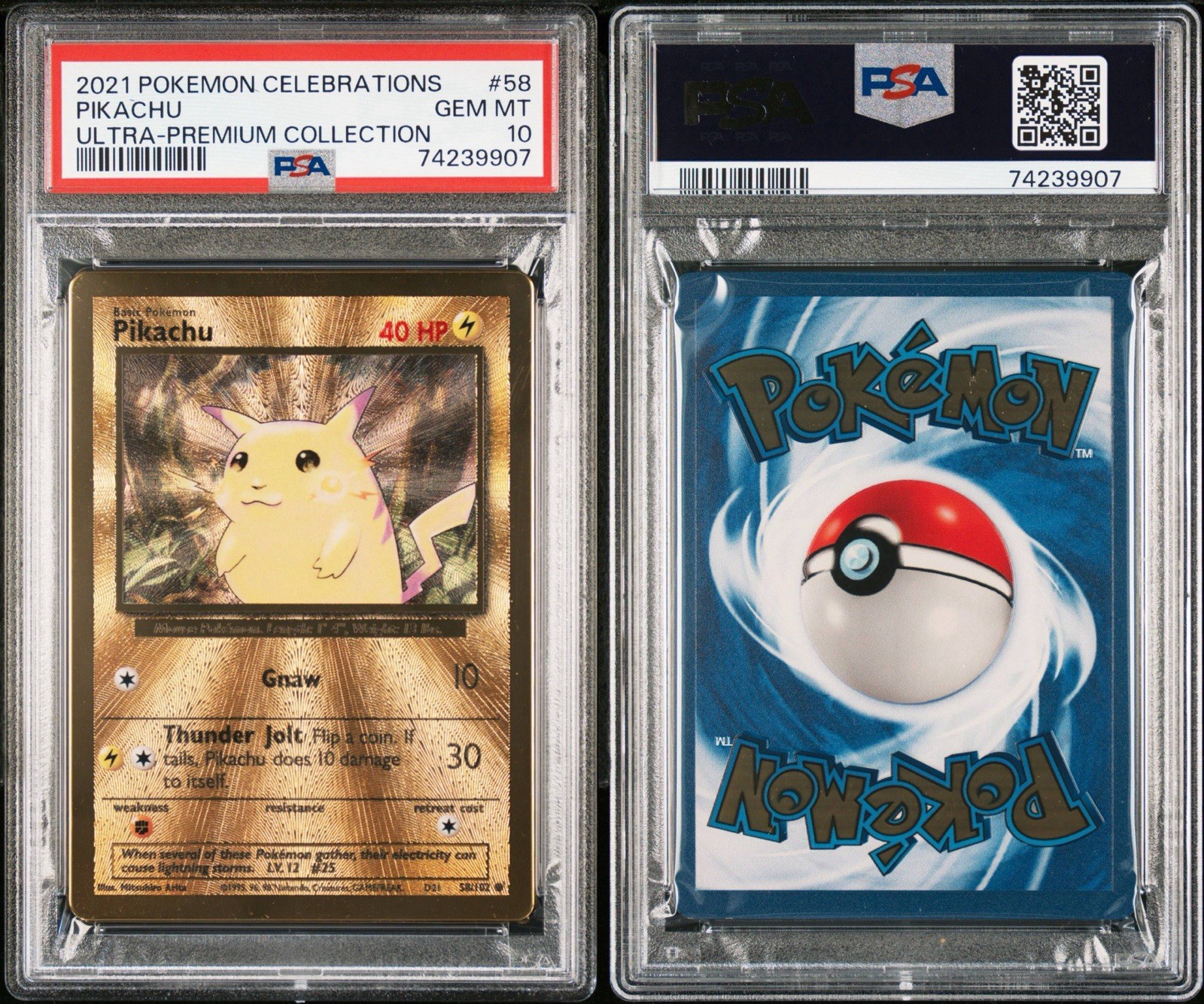 2021 Pokemon Celebrations Pikachu PSA 10 Ultra Premium Collection #58 Gold Metal