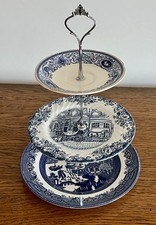 Stunning blue and white 3 Tier Cake Stand Vintage China  