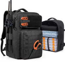 Fishing Tackle Backpack With Rod Holder, 50L Large Water-resistant Tackle Bag...