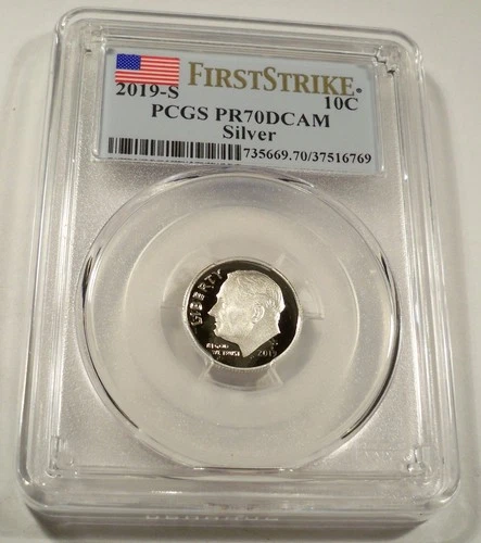2019-S 10c SILVER PCGS PR70DCAM ROOSEVELT DIME FIRST .999 FINE PROOF DEEP CAMEO