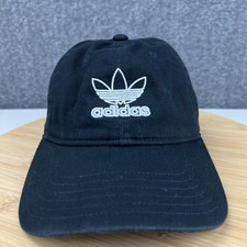 Adidas Trefoil Logo Hat Cap Strapback Adjustable Black Embroidered EUC