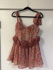 NWT For Love & Lemons Layton Mini Dress Roses Women's Size Medium