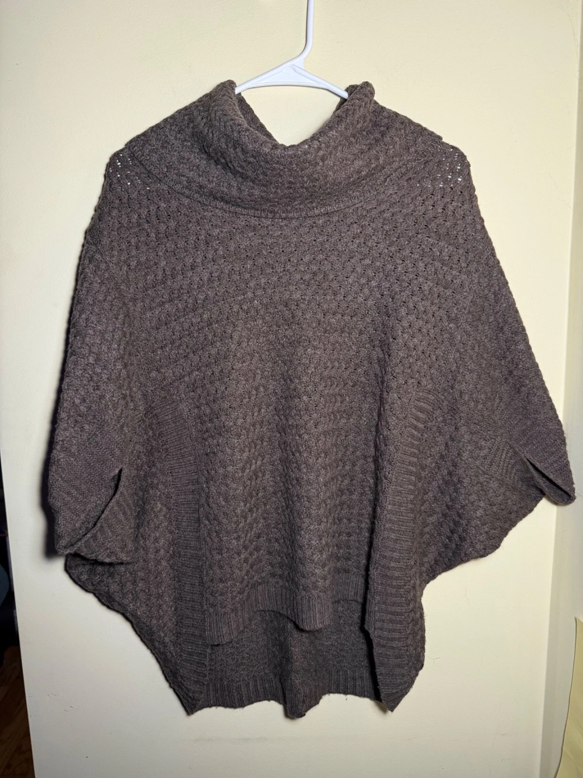 Moth • Anthropologie Cowl Neck Brown Knit Poncho | Size XS | Pullover Boho