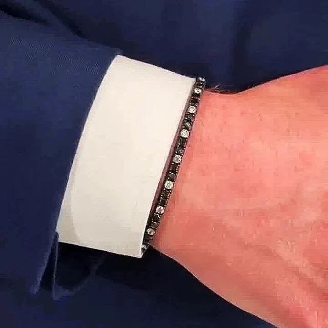 Brazalete tenis diamante negro 14K chapado en oro negro 3 mm 8 quilates redondo creado en laboratorio 7" Foto 2 de 4