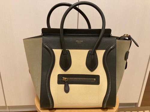 CELINE Luggage Micro Tricolor Women's Bag Leather Excellent Used From Japan