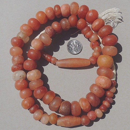 a fine strand of ancient agate calcite african stone beads mali #5072