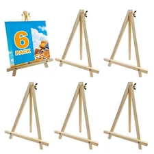 6 Pack 9 Inch Wood Easels, Tripod, Table Top Easels for Painting, Art Craft P...