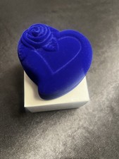 Gorgeous Vintage Blue Velvet Heart-Shaped Ring Box with Rose Design