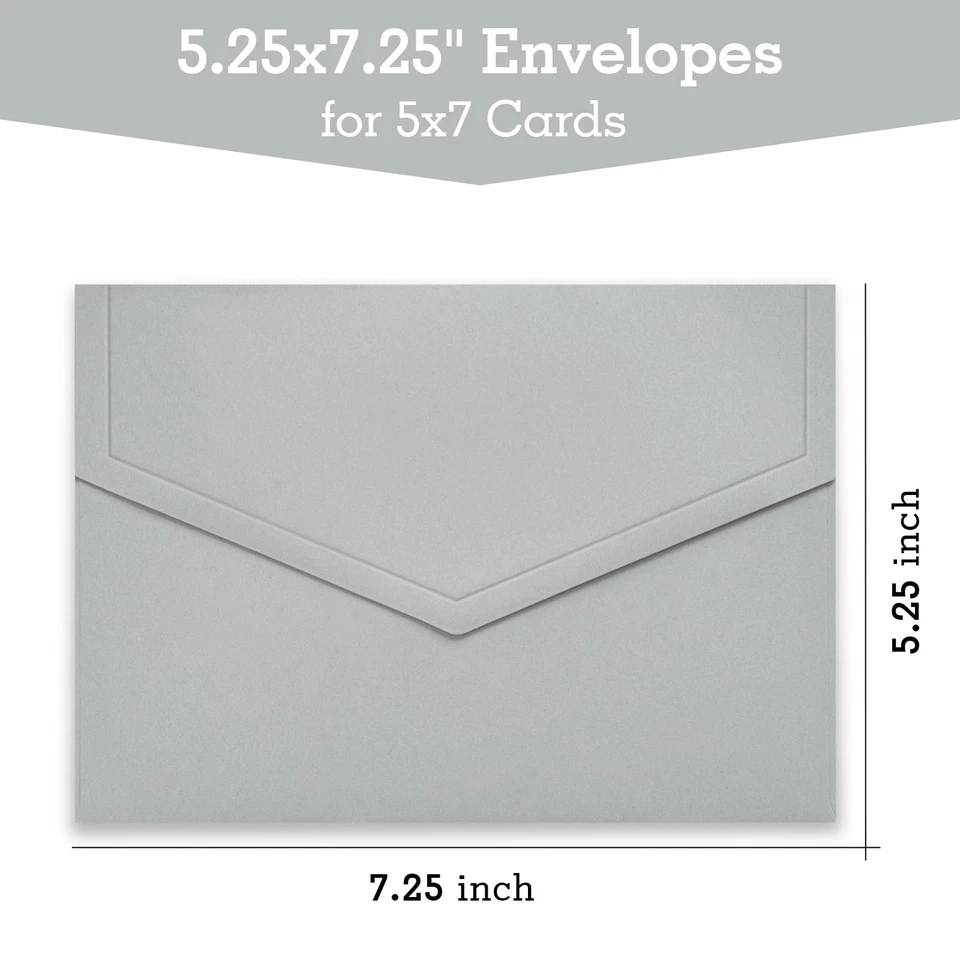 50件装5x7浅灰色邀请信封婚礼贺卡A7尺寸 — 第 2/4 张图片