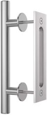 12" Sliding Barn Door Satin Nickel Handle Pull Flush Hardware Set
