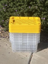 Viral 6.5 Qt Trendy TikTok Tough Totes Mini Container Bin  Clear Yellow Lid New