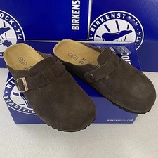 Birkenstock Boston Mocha Leather Soft Footbed Unisex Clog Shoes