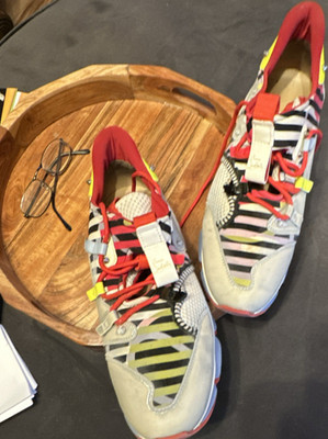 Christian Louboutin Multicolor Striped Lace Up Low Top Sneakers Athletic Shoes