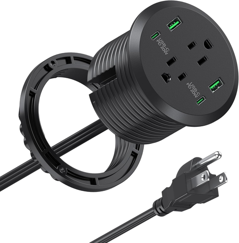 Ojal de alimentación de escritorio orificio de 3 pulgadas, estación de carga rápida total de 40 W, 2 PD 20 W USB - Imagen 8 de 12
