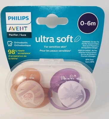 Philips Avent Ultra 0-6 Months 2 Pack Pacifier BPA-Free Factory Sealed New Soft