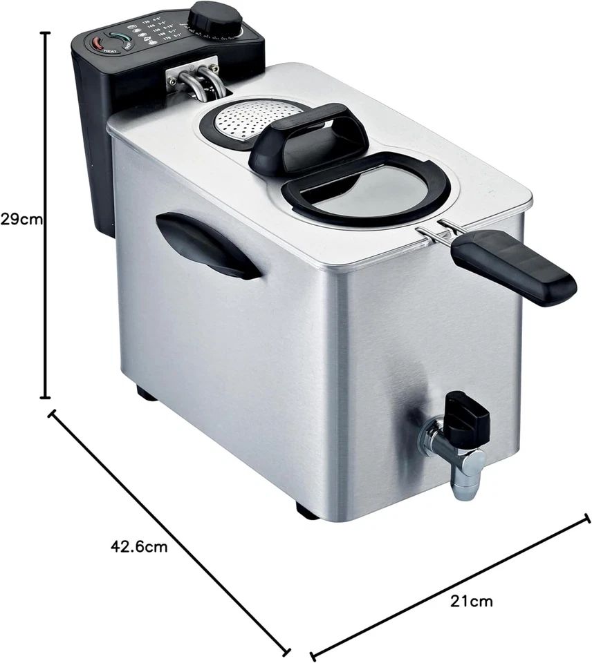Fry Type4 Friggitrice Elettrica Con Rubinetto per Lo Scarico Olio, 4 Litri, 2500 - Immagine 3 di 4