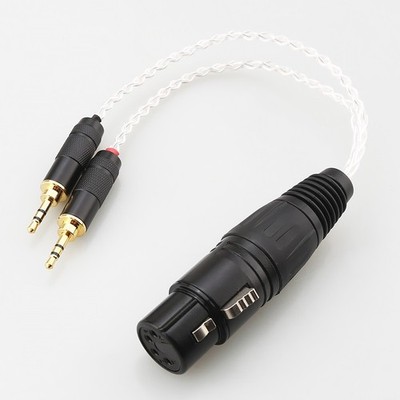 4Pin XLR Balanced Female to Dual 3.5mm Stereo Plug Pure Copper Headphone Cable