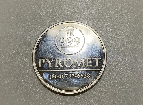 1 Troy Ounce 0.999 Fine Silver Round Pyromet Silver Coin Pie Symbol 999