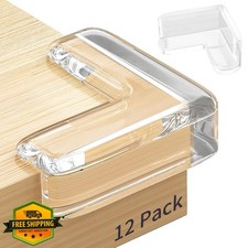 12pk Clear Furniture Edge Protectors, Table Corner Guards
