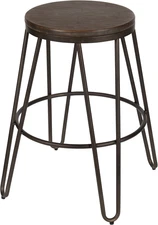 Tully Backless Modern Wood and Metal 24" Counter Height Bar Stools, Set of 4, Gr