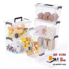 6 Packs 6 QT Plastic Storage Bins with Latching Lids Clear 6 QT 6 Pack 