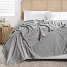 King Size Throw Blanket for Bed, Grey Soft Warm 108" x 90" , Light